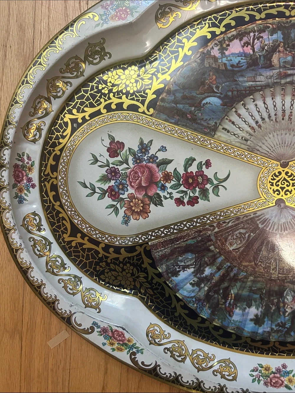 Daher Decorated Ware 1971 Floral Tin Tray Oval 20